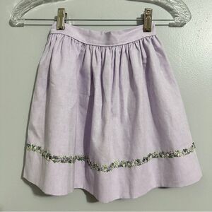 Glorimont girls purple skirt with floral trim, elastic waist, size 4